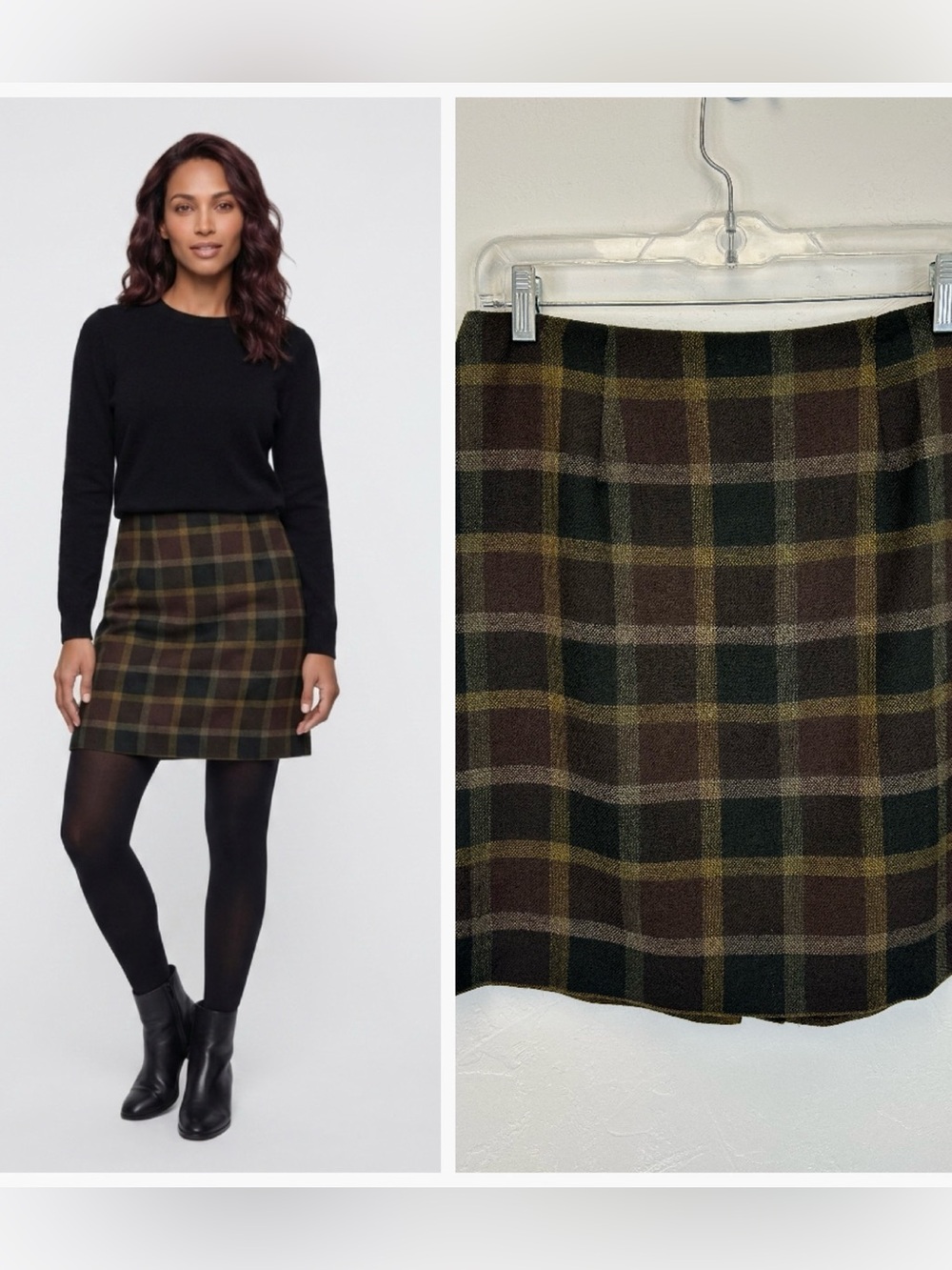 Vintage Academia Preppy Wool Plaid Mini Skirt Size 12 Fall Autumn Grunge 90s